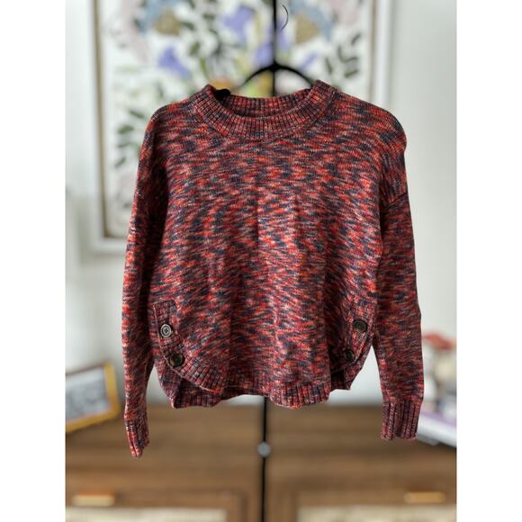 Madewell Sweaters - Madewell Space-Dyed Birchmont Side-Button Pullover Sweater Spacedye Sangria XS